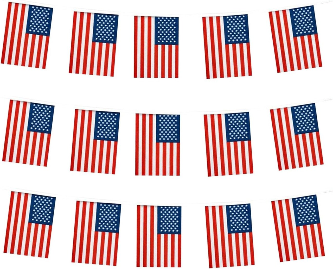 American Flag Banner, Small American Flag Mini USA Flags, Used for Party School Sports Events Patriotic Festival Decorations